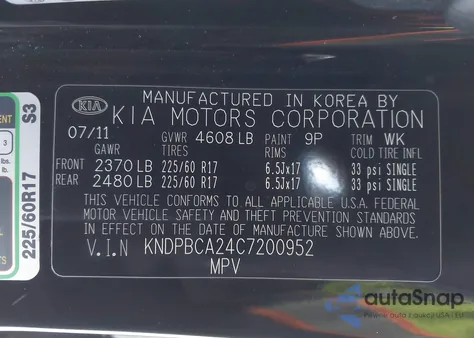 2012 Kia Sportage Lx из США, поврежденный, VIN KNDPBCA24C7200952